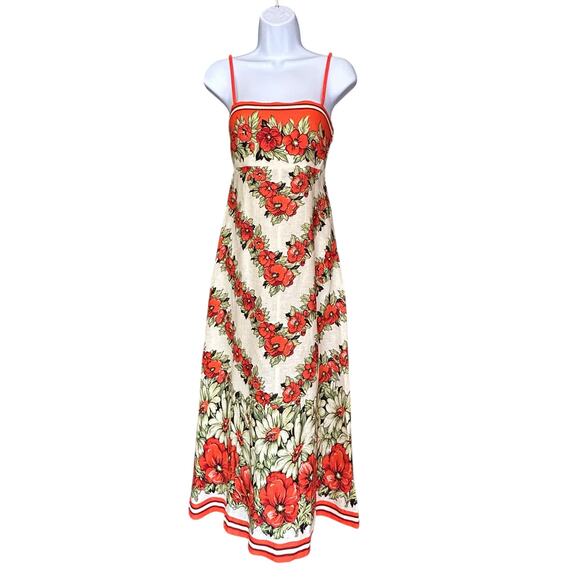Alemais Amelie Dress Red Poppy Linen Maxi Size 4 Floral Sundress - Picture 3 of 13